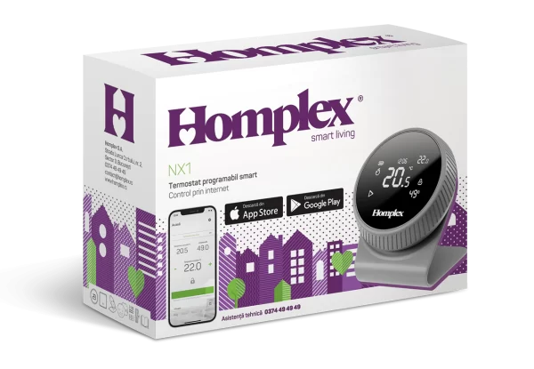 Homplex nx1 graphite gray termostat programabil control la distanta vedere cutie